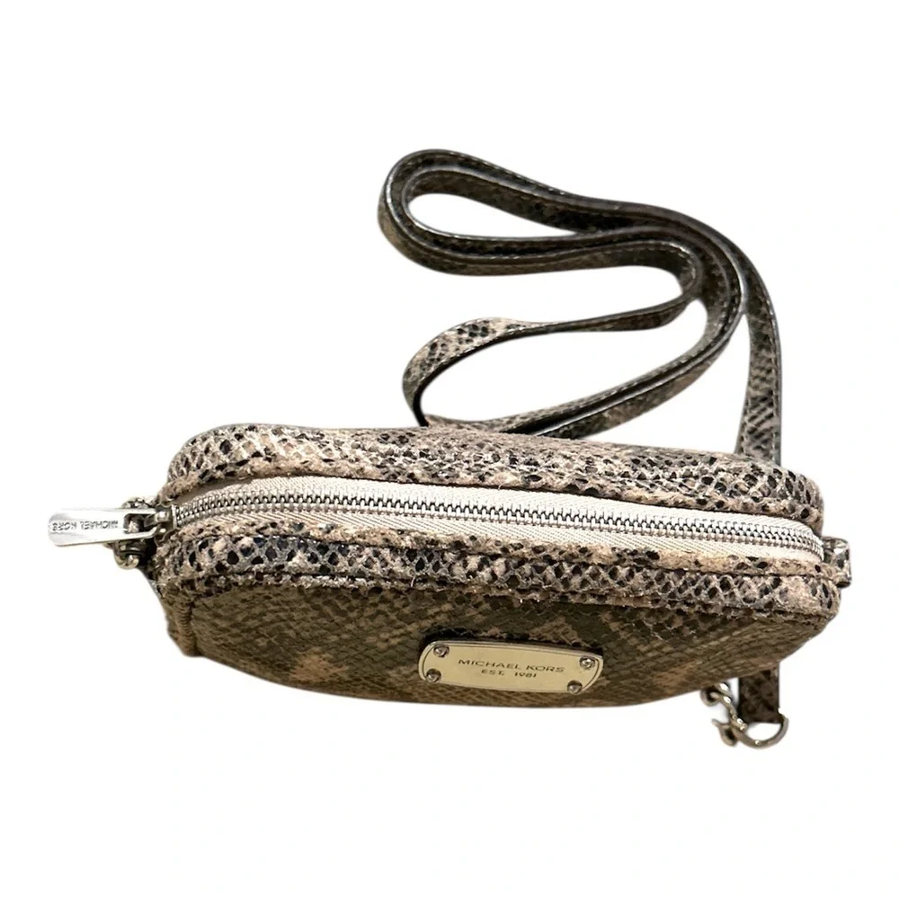 Michael Kors Gray & Black Python Embossed Mini Crossbody Bag